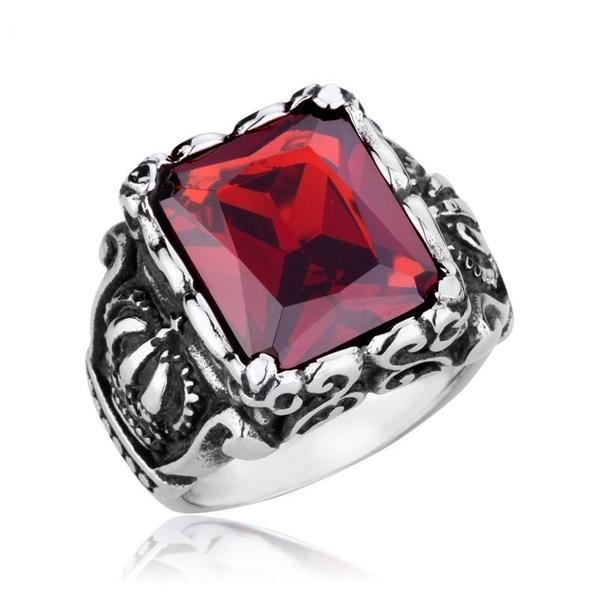 Crown & Gem Ring-RED-316 Stainless Steel Ring-Wild Saints Co.