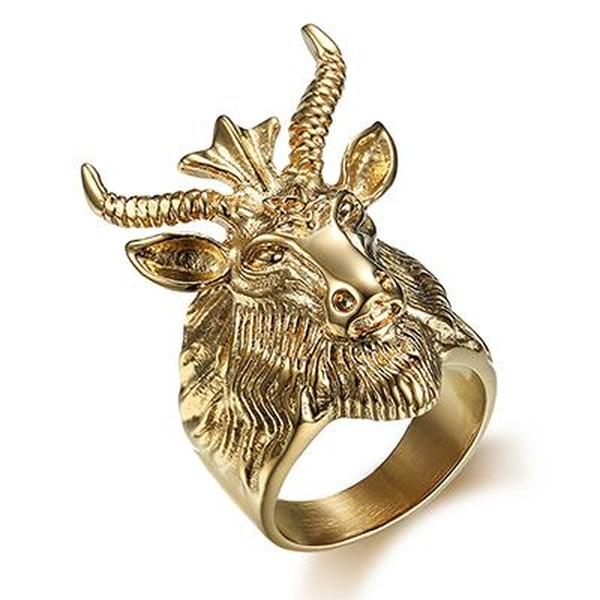 Demon Goat Head Ring-GOLD-316 Stainless Steel Ring-Wild Saints Co.