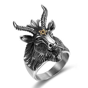 Demon Goat Head Ring-STEEL-316 Stainless Steel Ring-Wild Saints Co.