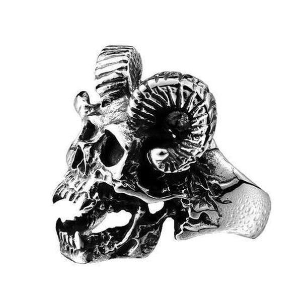 Demon Horns Skull Ring-316 Stainless Steel Ring-Wild Saints Co.