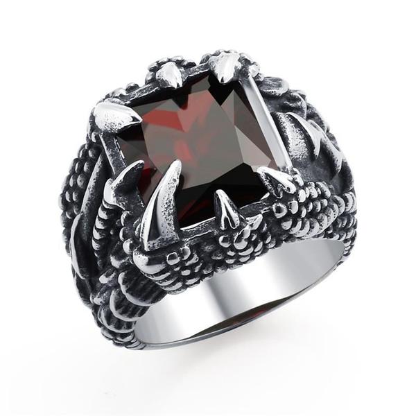 Dragon's Claw Gem Ring-RED-316 Stainless Steel Ring-Wild Saints Co.