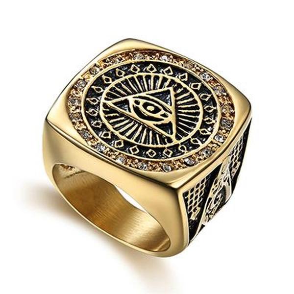 Freemasonry Gold Pyramid Eye Ring-10-Wild Saints Co.