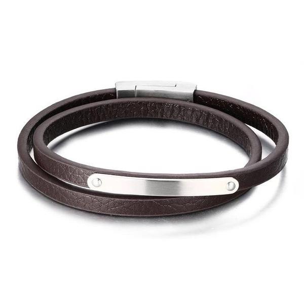 Genuine Leather Double Wrap Around Bracelet-BROWN-Leather Bracelet-Wild Saints Co.