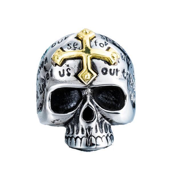 Gothic Cross Skull Ring-GOLD-316 Stainless Steel Ring-Wild Saints Co.
