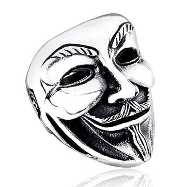 Guy Fawkes Vendetta Mask Ring-7-316 Stainless Steel Ring-Wild Saints Co.