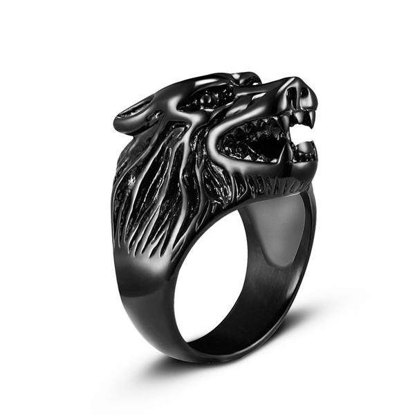 Lone Wolf Ring-BLACK-316 Stainless Steel Ring-Wild Saints Co.