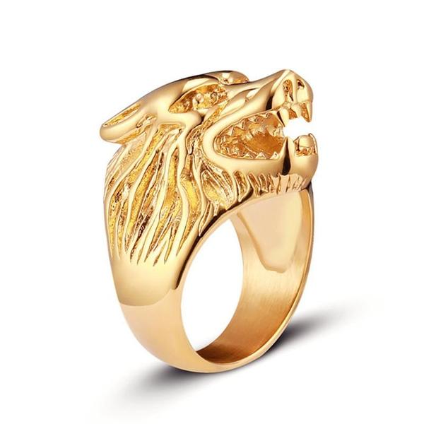 Lone Wolf Ring-GOLD-316 Stainless Steel Ring-Wild Saints Co.