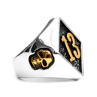 Lucky 13 Skull Ring-316 Stainless Steel Ring-Wild Saints Co.