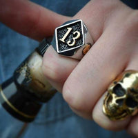 Lucky 13 Skull Ring-316 Stainless Steel Ring-Wild Saints Co.