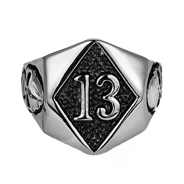 Lucky 13 Skull Ring-STEEL-316 Stainless Steel Ring-Wild Saints Co.