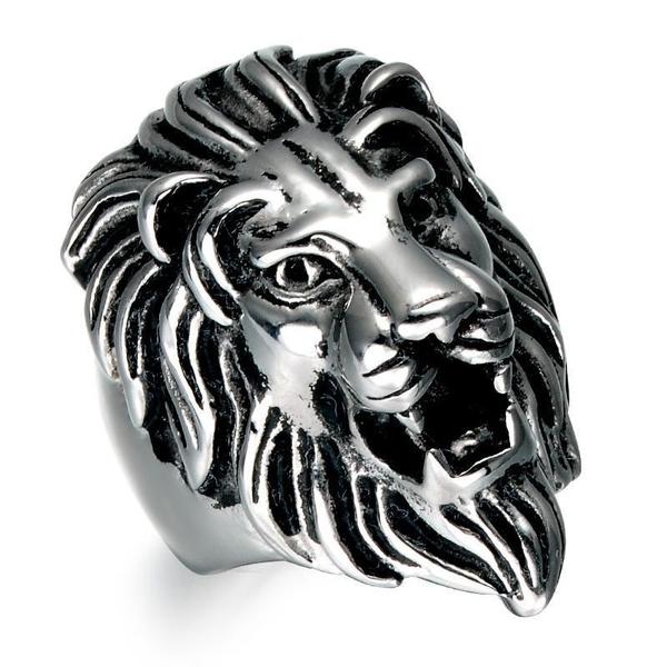 Majestic Lion's Head Ring-STEEL-316 Stainless Steel Ring-Wild Saints Co.