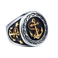 Navy Anchor Ring-GOLD-316 Stainless Steel Ring-Wild Saints Co.