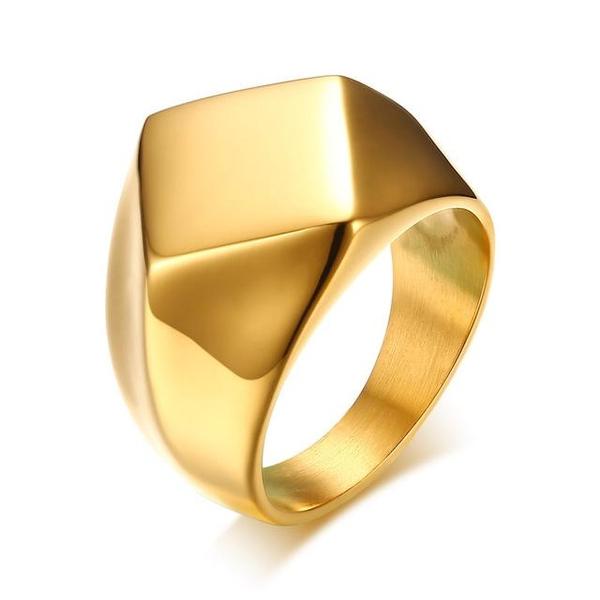 Quadrangle Flat-Top Signet Ring-GOLD-316 Stainless Steel Ring-Wild Saints Co.