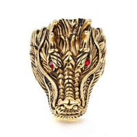 Red Eye Gold Dragon Ring-316 Stainless Steel Ring-Wild Saints Co.