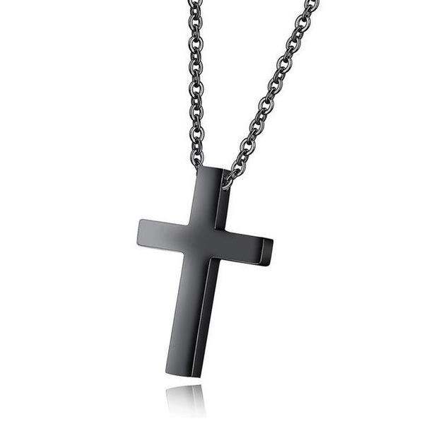 Simple Cross Necklace-BLACK-316 Stainless Steel Necklace-Wild Saints Co.