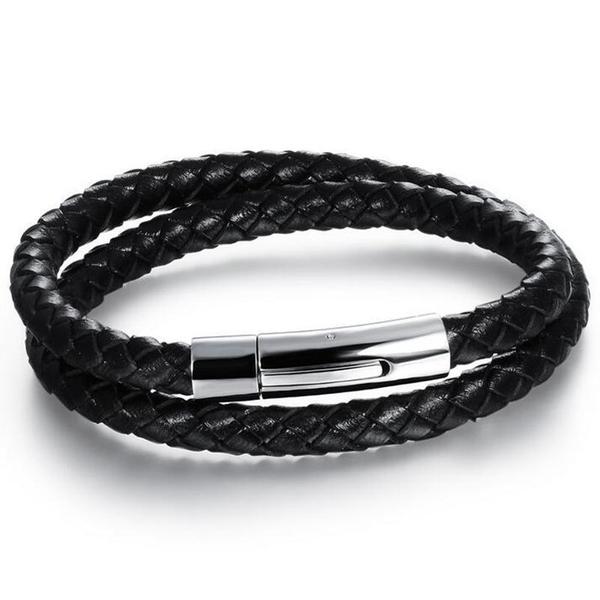 Simple Leather with Steel Clasp Bracelet-Leather Bracelet-Wild Saints Co.