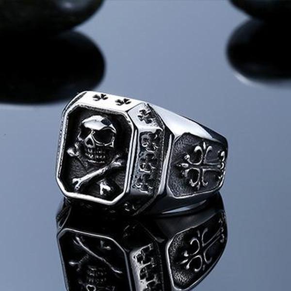 Skull & Crossbones Ring-316 Stainless Steel Ring-Wild Saints Co.