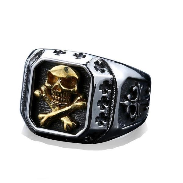 Skull & Crossbones Ring-7-316 Stainless Steel Ring-Wild Saints Co.
