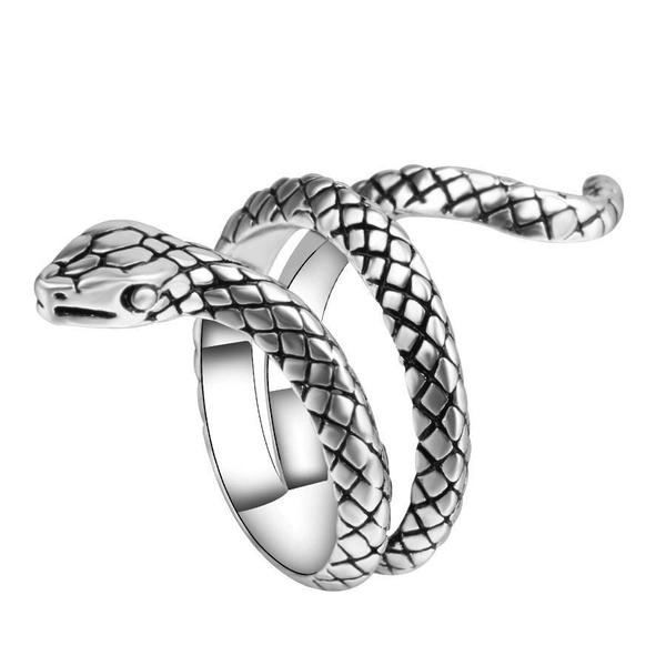 Slithering Serpent Silver Snake Ring-7-925 Sterling Silver Ring-Wild Saints Co.