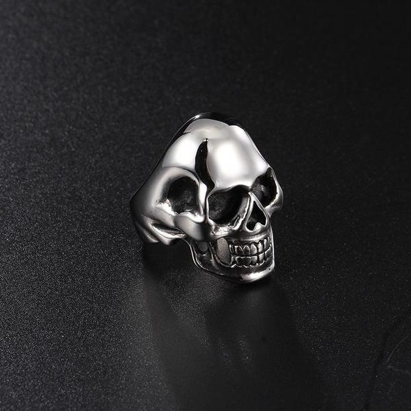 Smiling Skull Ring-8-316 Stainless Steel Ring-Wild Saints Co.