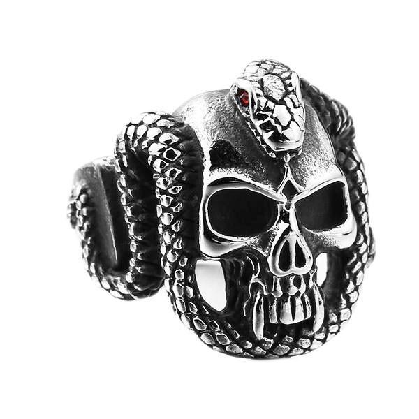 Snake & Skull Ring-7-316 Stainless Steel Ring-Wild Saints Co.