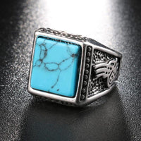 Square Cut Stone Ring-316 Stainless Steel Ring-Wild Saints Co.