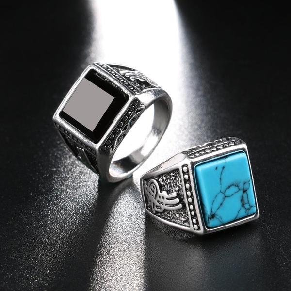 Square Cut Stone Ring-316 Stainless Steel Ring-Wild Saints Co.