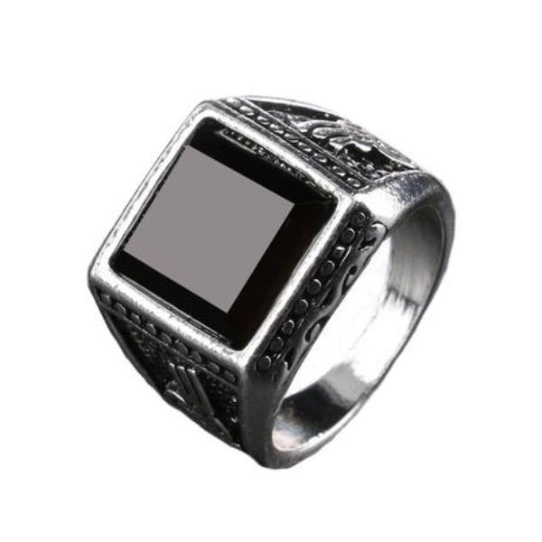 Square Cut Stone Ring-7-316 Stainless Steel Ring-Wild Saints Co.