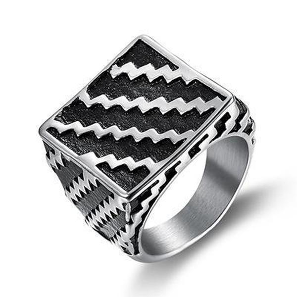 Square Wave Ring-10-316 Stainless Steel Ring-Wild Saints Co.
