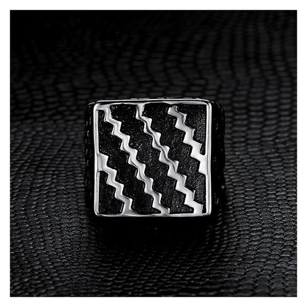 Square Wave Ring-316 Stainless Steel Ring-Wild Saints Co.
