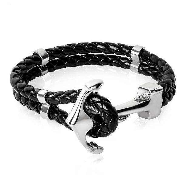 Steel Anchor Leather Bracelet-STEEL-Leather Bracelet-Wild Saints Co.