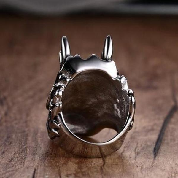 Steel Dragon with Red Eyes Ring-316 Stainless Steel Ring-Wild Saints Co.