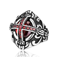 Steel Knight Cross Ring-11-316 Stainless Steel Ring-Wild Saints Co.