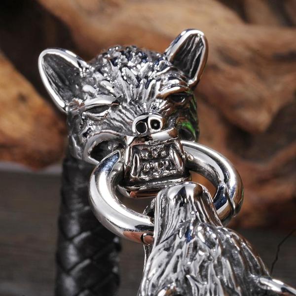 Steel Wolf Head Bracelet-316 Stainless Steel Bracelet-Wild Saints Co.