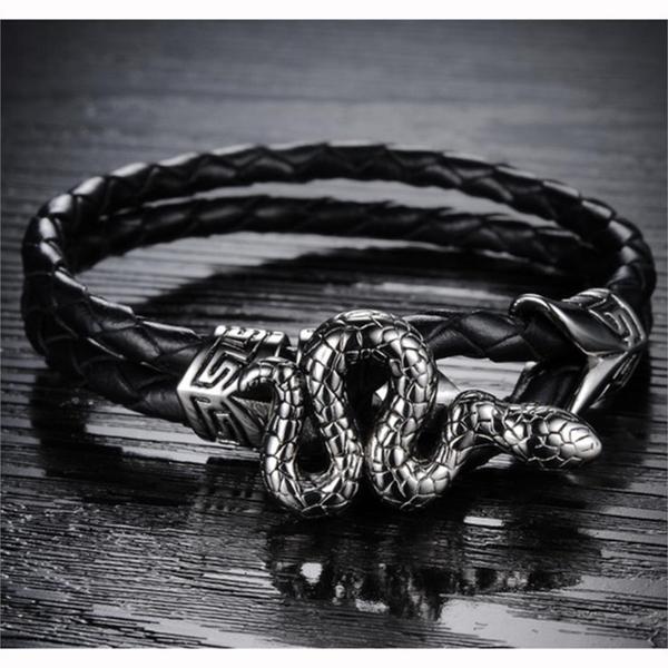 Textured Leather Serpent Bracelet-Leather Bracelet-Wild Saints Co.