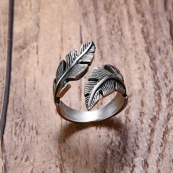 Twisted Feather Wrap Ring-316 Stainless Steel Ring-Wild Saints Co.