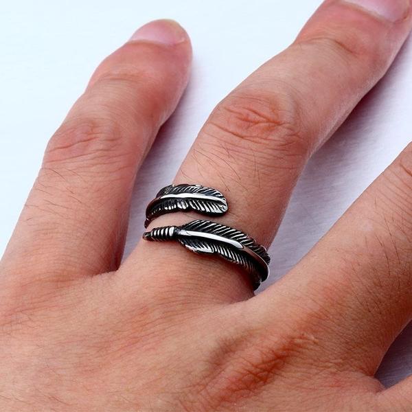 Vintage Feather Ring-316 Stainless Steel Ring-Wild Saints Co.