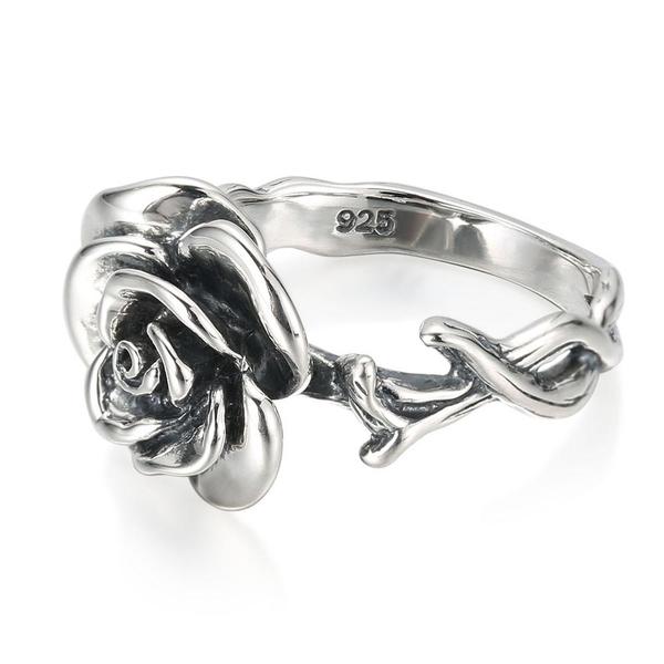 Vintage Silver Rose Ring-925 Sterling Silver Ring-Wild Saints Co.