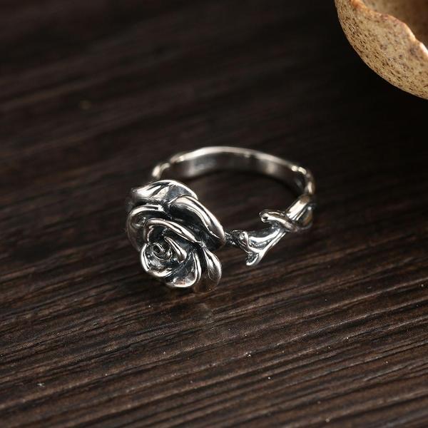 Vintage Silver Rose Ring-925 Sterling Silver Ring-Wild Saints Co.