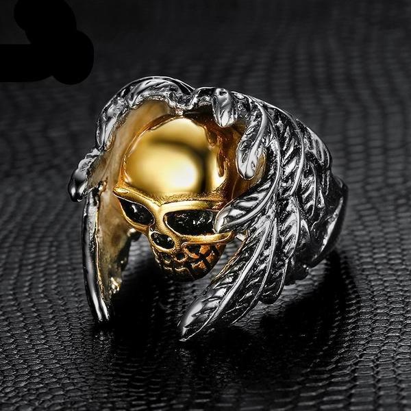 Winged Skull Ring-316 Stainless Steel Ring-Wild Saints Co.