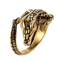 Wrap-Around Crocodile Ring-GOLD-316 Stainless Steel Ring-Wild Saints Co.