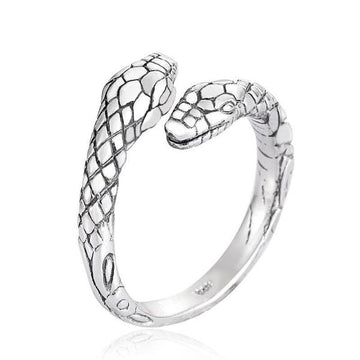 Wrap-Around Silver Snake Ring-6-925 Sterling Silver Ring-Wild Saints Co.