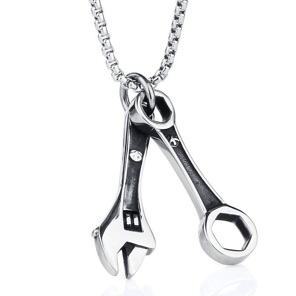 Wrench Spanner Pendant Necklace-316 Stainless Steel Necklace-Wild Saints Co.
